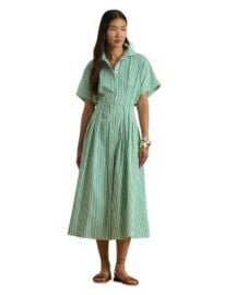 Striped Pleated Broadcloth Shirtdress at Bloomingdales