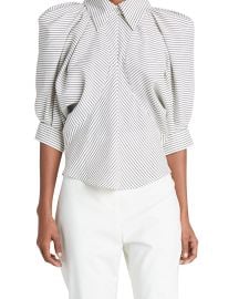 Striped Puff-Sleeve Silk Top by Isabel Marant at Neiman Marcus