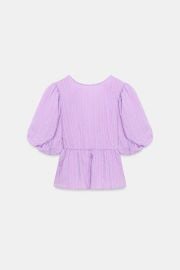 Striped Puff Sleeve Tie Blouse at Zara