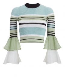 Striped Rib Knit Crop Top by Self Portrait at Intermix