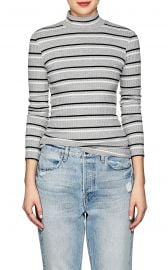 Striped Rib-Knit Mock-Turtleneck Top at Barneys