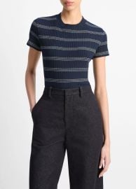 Striped Ribbed Cotton-Blend Top in Products Women at Vince