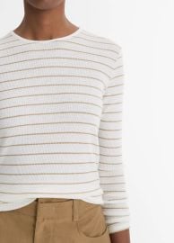 Striped Ribbed Long-Sleeve T-Shirt in Shirts amp Tees at Vince