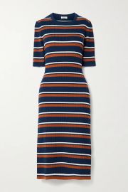 Striped Ribbed Wool-Blend Midi Dress by Jason Wu at Net A Porter