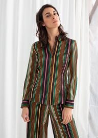 Striped Satin Button Up Shirt at & Other Stories