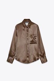 Striped Satin Shirt at Zara