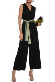 Striped Satin-trimmed Crepe Jumpsuit by Diane von Furstenberg at The Outnet