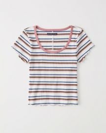 Striped Scoopneck Tee in White Stripe at Abercrombie