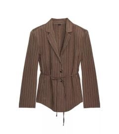 Striped Shoulder Pad Jacket with Thin Belt at Zara