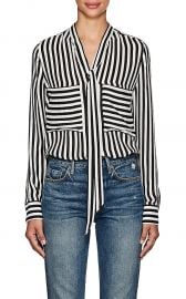 Striped Silk Tieneck Blouse Barneys New York at Barneys