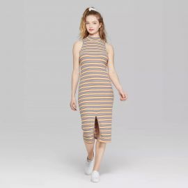 Striped Sleeveless Mock Neck Knit Midi Dress at Target