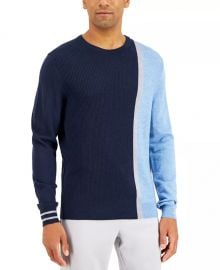 Striped Textured Crewneck Sweater at Macys