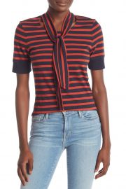 Striped Tie Neck Tee by Frame Denim at Nordstrom Rack