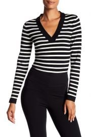 Striped V-Neck Wool Blend Bodysuit at Nordstrom Rack