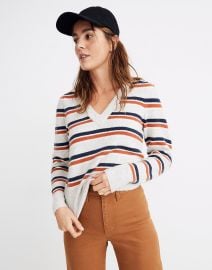 Striped Westgate V-Neck Sweater in Coziest Yarn at Madewell