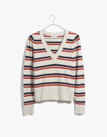 Striped Westgate V-Neck Sweater in Coziest Yarn at Madwell