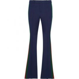 Striped Wool and Silk-Blend Cady Flared Pants by Gucci at Net A Porter