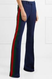 Striped Wool and Silk-Blend Cady Flared Pants by Gucci at Net A Porter