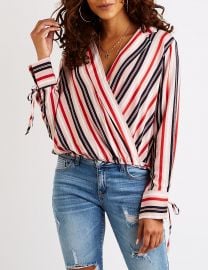 Striped Wrap Top at Charlotte Russe