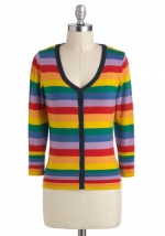 Striped cardigan in rainbow colors at Modcloth