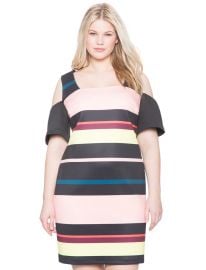 Striped cold shoulder dress at Eloquii