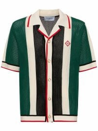 Striped cotton crochet ss shirt - Casablanca - Men Luisaviaroma at Luisaviaroma