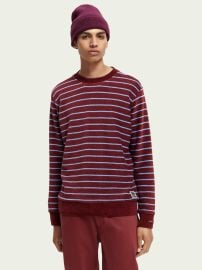 Striped crewneck felpa sweatshirt Sweats Men Clothing at Scotch Soda at Scotch and Soda