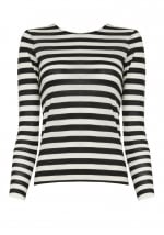 Striped crewneck top at Alice + Olivia