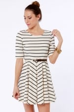 Striped dress in white at Lulus