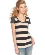 Striped faux leather tee by Bar III at Macys at Macys