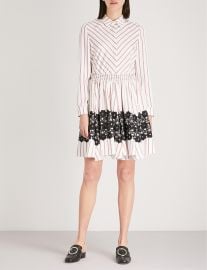 Striped flared lace detail dress at Selfridges