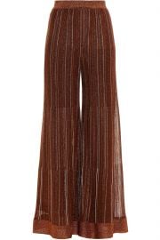 Striped metallic crochet-knit wide-leg pants at The Outnet