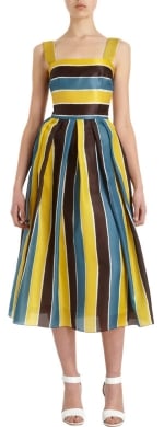 Striped pleated dress by Dolce and Gabbana at Barneys Warehouse