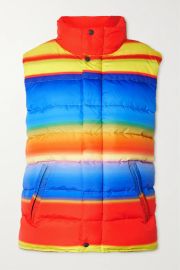 Striped quilted shell down vest by AGR at Net A Porter