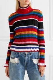 Striped ribbed wool-blend turtleneck sweater at Net A Porter