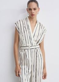 Striped satin jumpsuit - Women MANGO USA at Mango