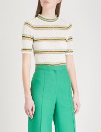 Striped stretch-crochet top at Selfridges