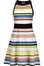 Striped stretch-knit mini dress at The Outnet