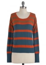 Striped sweater in similar colors at Modcloth