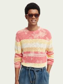 Striped sweater with bleach tie-dye  Pullovers  Men Clothing at Scotch  Soda at Scotch & Soda