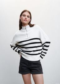 Striped sweater with zipper - Women Mango USA at Mango