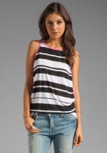 Striped tank top with pink trim at Revolve