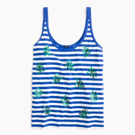 Striped tank top with sequin palm leaves at J. Crew