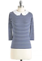 Striped top with white collar at Modcloth