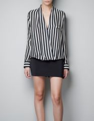 Striped wrap blouse at Zara