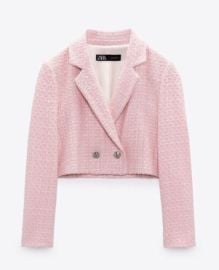 Structured Cropped Tweed Blazer at Zara