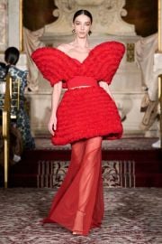 Structured Red Tulle Top with Red Tulle Skirt Christian Siriano at Christian Siriano