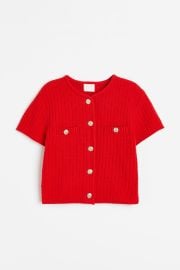 Structured-knit Cardigan - Red - Ladies HampM US at H&M