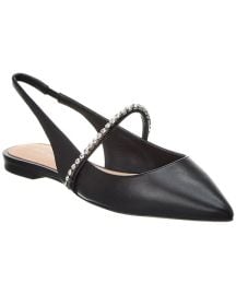 Stuart Weitzman Crystalline Leather Slingback Flat ShopSimon at Shop Simon