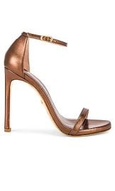 Stuart Weitzman Nudist Heel in Bronze at Revolve